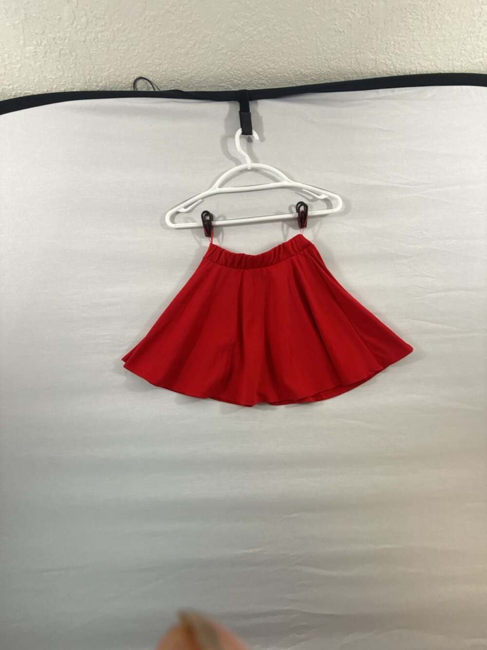 Ambiance Apparel Red Elastic Waist Skater Flare Mini Skirt Size Small